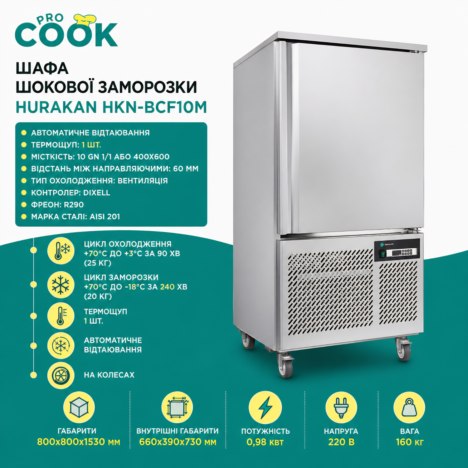 ШАФА ШОКОВОЇ ЗАМОРОЗКИ HURAKAN HKN-BCF10M