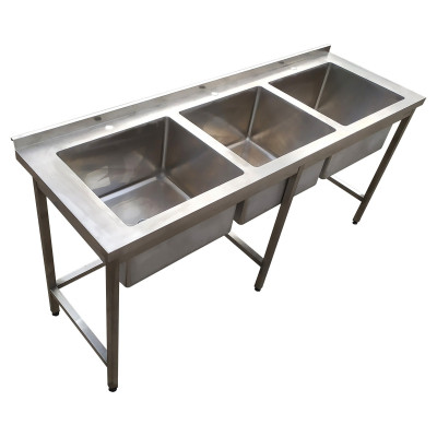 Ванна мийна виробнича Tehma 3 секц. з бортом 1800х600х850