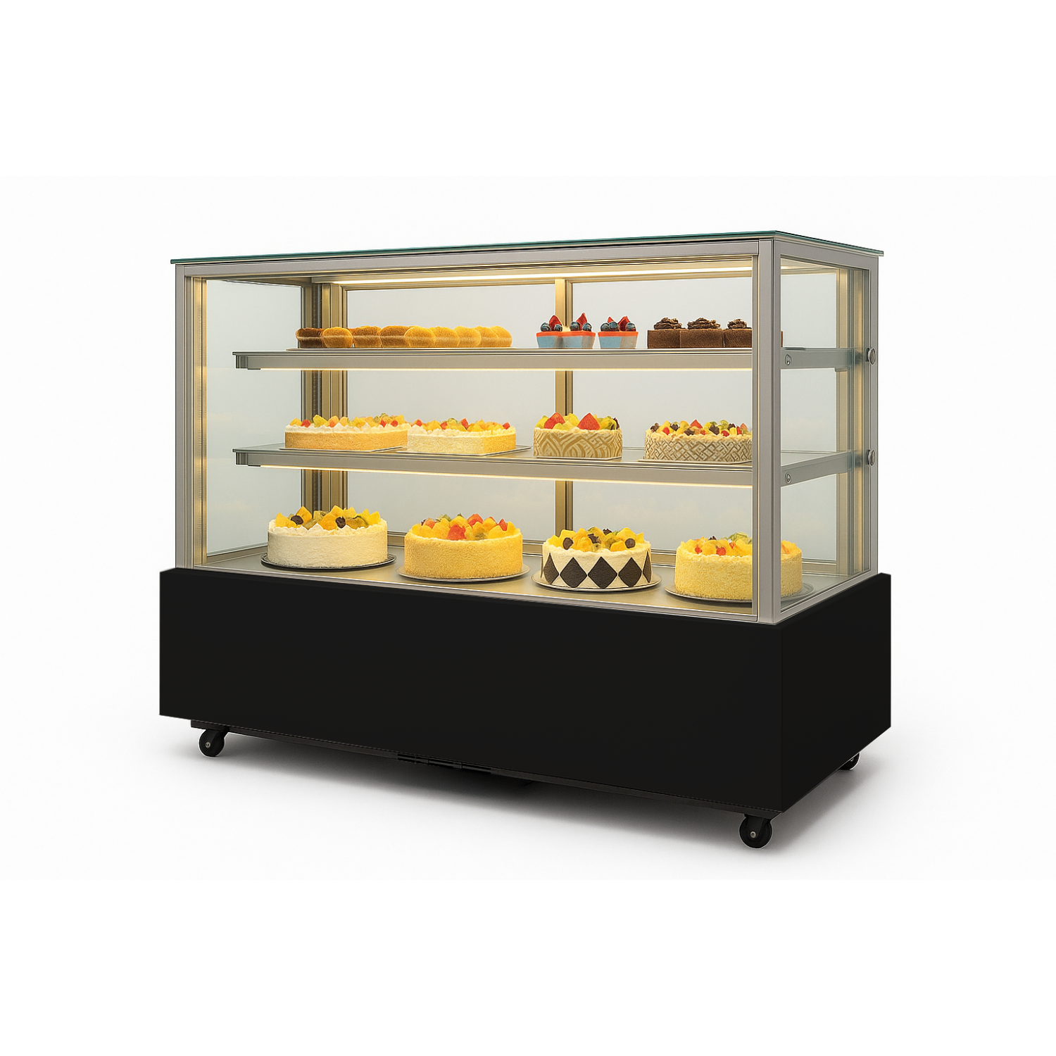 Вітрина холодильна HURAKAN HKN-LPD210S BLACK (1,2 м, квадратна)